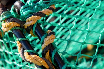 Colorfull fishing pots close up