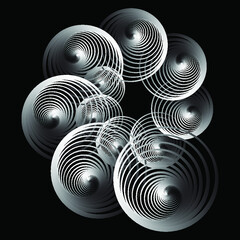 Spiral shapes are featured in an abstract background illustration.