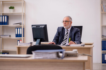 Aged businessman employee sitting in the office