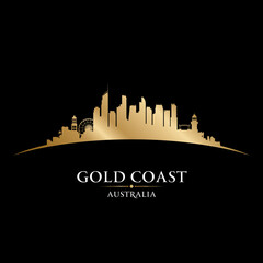 Gold Coast Australia city silhouette black background © yurkaimmortal