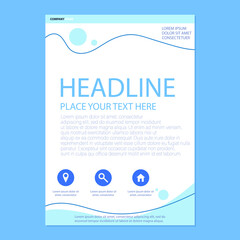 Blue cover for business documents. Document preparation for reporting and presentation. Annual report of the corporation.