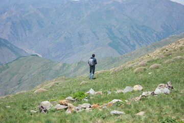 Hiking on a mountain. Rest in beautiful nature.