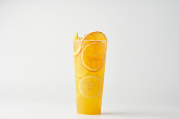 Lemon smoothie with white background