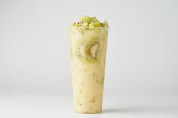 Kiwi smoothie with white background