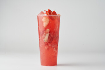 Strawberry smoothie with white background