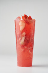 Strawberry smoothie with white background