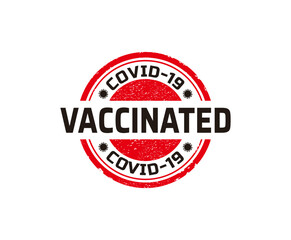 Vaccinated covid-19 stamp, covid vaccination rubber stamp design.
