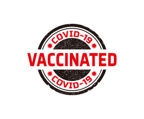 Vaccinated covid-19 stamp, covid vaccination stamp design.