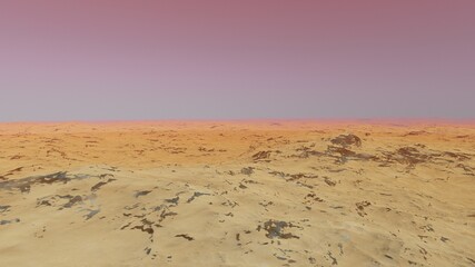 Exoplanet fantastic landscape. Beautiful views of the mountains and sky with unexplored planets. 3D illustration