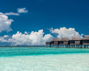 Beautiful beach with water bungalows