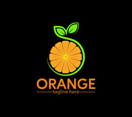 Orange logo of summer drink, juice and orange fruit business logo.