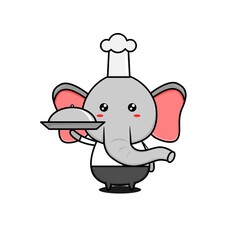 character design of elephant as a chef,cute style for t shirt, sticker, logo element