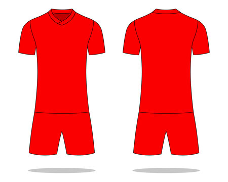 Blank Red Football Uniform Template Vector On White Background.Front And Back View.