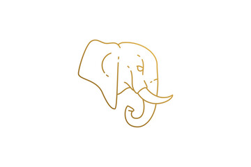 Elephant head side view silhouette linear vector illustration.