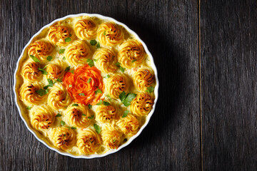 Fish pie, fisherman pie in a dish