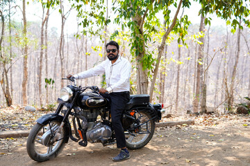 adult, asphalt, background, beard, bike, biker, blue, cloudscape, countryside, drive, fast, freedom, fun, garage, glasses, green, handsome, leisure, lifestyle, male, man, mechanic, motion, motor, moto