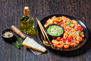 Italian potato gnocchi fried with cherry tomatoes