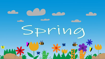 Spring Season Vector Illustration| Spring Nature | Spring and Summer Season Vector | Spring Season Vector | Beautiful Nature Vector 