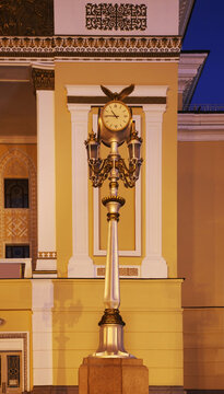 Clock near Opera and Ballet Theatre in Almaty. Kazakhstan