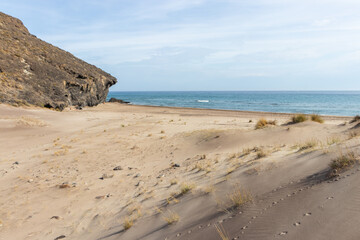 Fototapeta na wymiar Desert sand at Barronal beach Cabo de Gata
