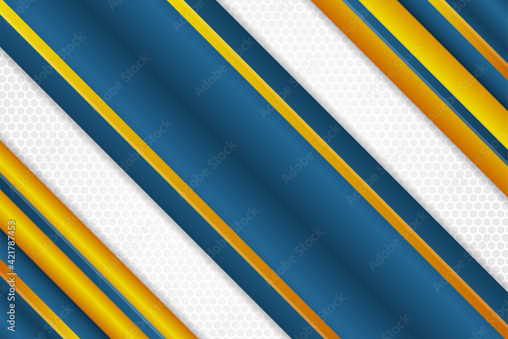 Poster light abstract background with diagonal colored gradient paper lines and hexagonal grid. diagonal sh