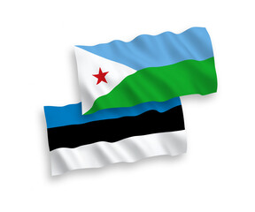 Flags of Republic of Djibouti and Estonia on a white background