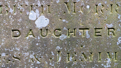 Gravestone letter Carving for texture background Daughter Text