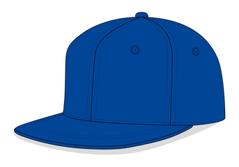 Blue Hip Hop Cap Template Vector On White Background.