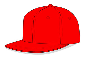 Red Hip Hop Cap Template Vector On White Background.