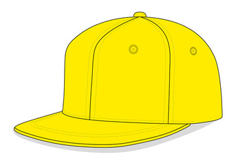 Yellow Hip Hop Cap Template Vector On White Background.