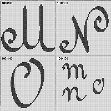 Pattern For Knitting Or Cross Stitch - Calligraphic Letters