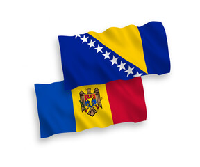 Flags of Moldova and Bosnia and Herzegovina on a white background