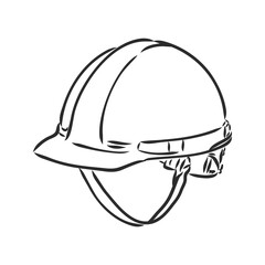 Engineer helmet hand drawn outline doodle icon. Hard hat vector sketch illustration for print, web, mobile and infographics isolated on white background. Manufacturing and consrtuction concept.