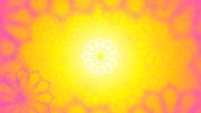 Abstract flowers loop animation, bright background motion