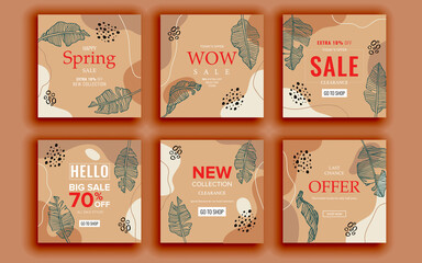 Set of sale banner template design. Vector illustration.