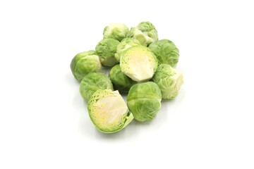  a pile of brussels sprout on white background