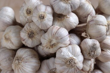 close-up pile of garlic background