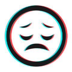 Cartoon smile emoticon symbol, icon in 3d effect with blue and red color