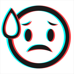 Cartoon smile emoticon symbol, icon in 3d effect with blue and red color