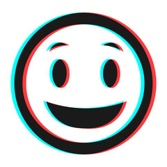 Fototapeta premium Cartoon smile emoticon symbol, icon in 3d effect with blue and red color