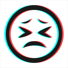 Cartoon smile emoticon symbol, icon in 3d effect with blue and red color