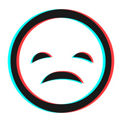 Cartoon smile emoticon symbol, icon in 3d effect with blue and red color