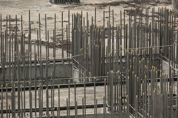 Steel bars are used to build buildings.