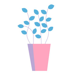 Flat vector icon of indoor plant with many thin branches and small leaves in pink pot isolated on white background
