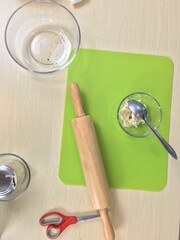 baking cookies and baking utensils