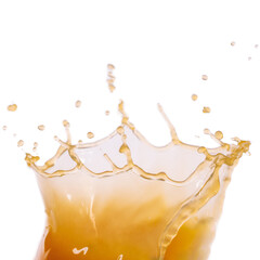 orange juice splash isolated on white background