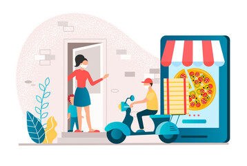 Contactless pizza delivery. Contactless pizza delivery.