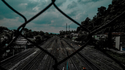 Naklejka premium railway in the fog