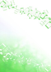 音符と光輝く緑の背景フレーム no.04