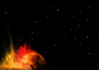 Being shone nebula and star field. 3D rendering